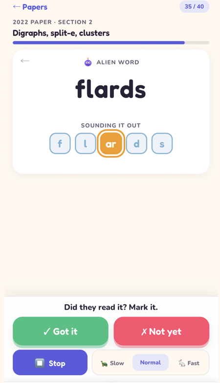 An alien word being sounded out